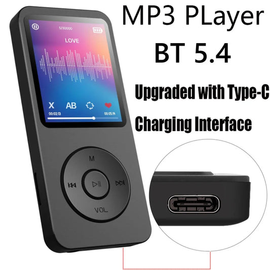 MP3 Player Built-in Speaker Portable Music Player Bluetooth-Compatible5.4 Music Stereo Player Support FM Radio E-Book Recording